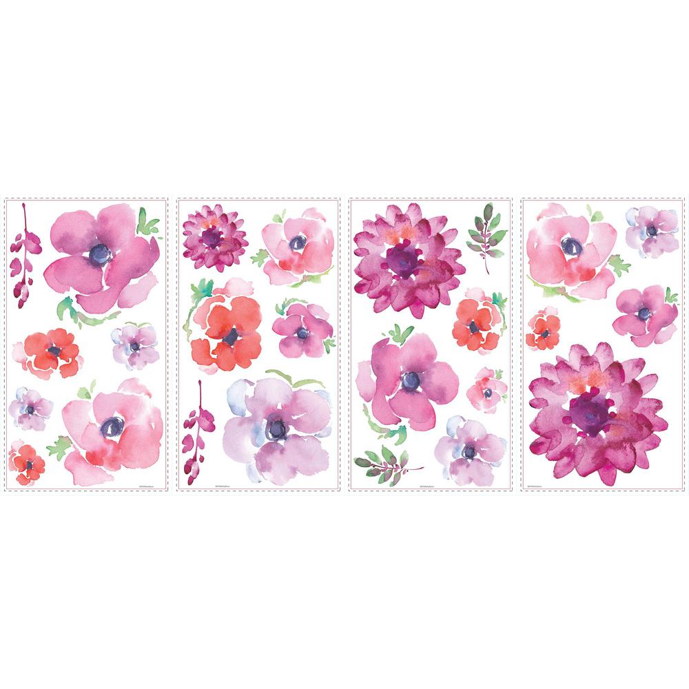 1000x1000 Roommates 5 In. X 11.5 In. Kathy Davis Watercolor Blooms 25 Piece
