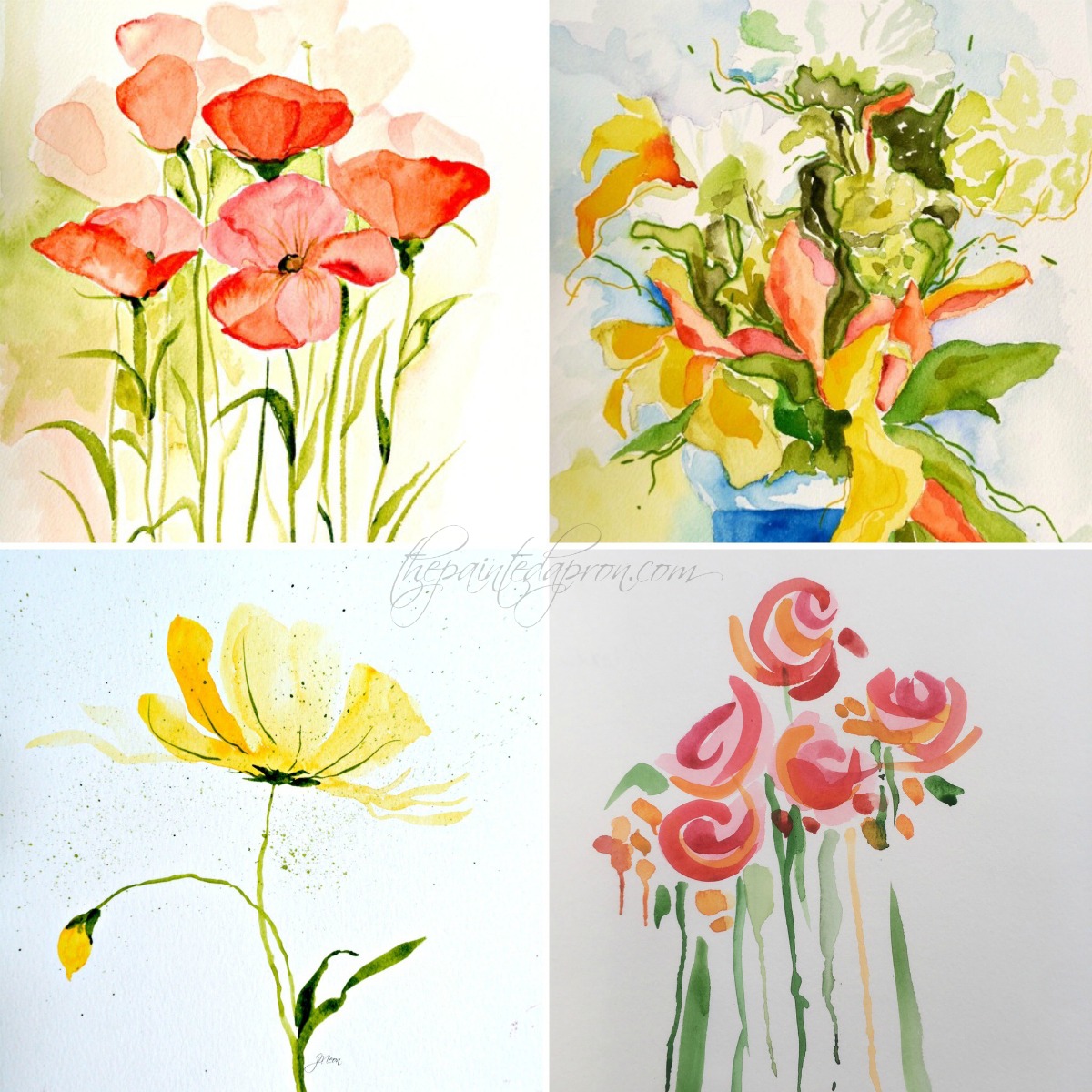 1200x1200 Watercolor Blooms The Painted Apron