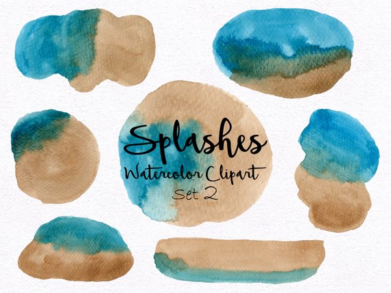 570x428 Watercolor Splashes Clipart Splashes Clipart Splatter Etsy