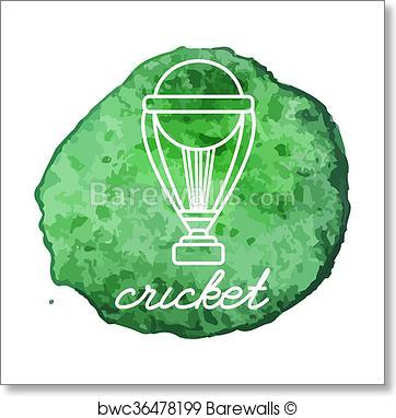 362x382 Art Print Of Cricket Game Icon On Watercolor Blot Barewalls