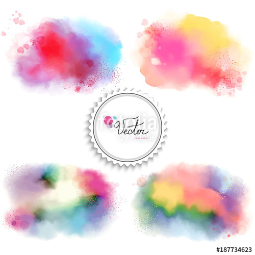 500x500 Set Of Four Abstract Vector Watercolor Colored Spots And Blotches