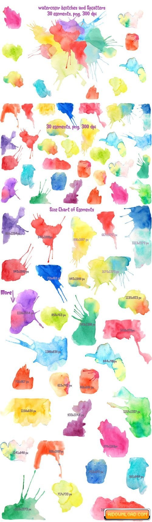 500x1708 Watercolor Blotches And Splatters Free Download Free Graphic