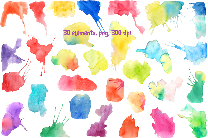 864x576 Watercolor Blotches And Splatters By Cornercroft