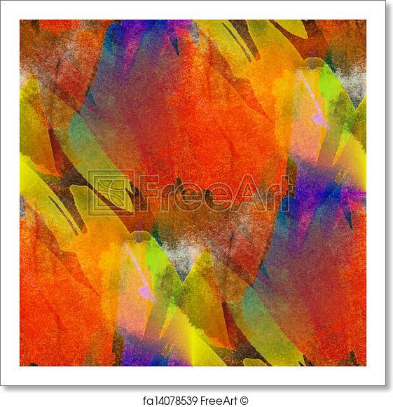 561x581 Free Art Print Of Seamless Painting Orange Red Yellow Watercolor