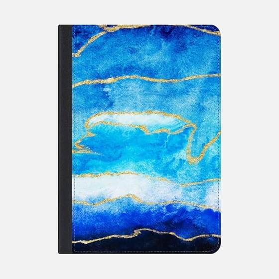 560x560 Modern Faux Gold Foil Navy Blue Ombre Watercolor Casetify