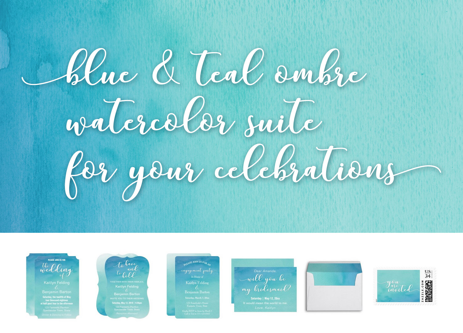 1500x1080 My First Foray Into Wedding Invitation Design Teal Amp Blue Ombre