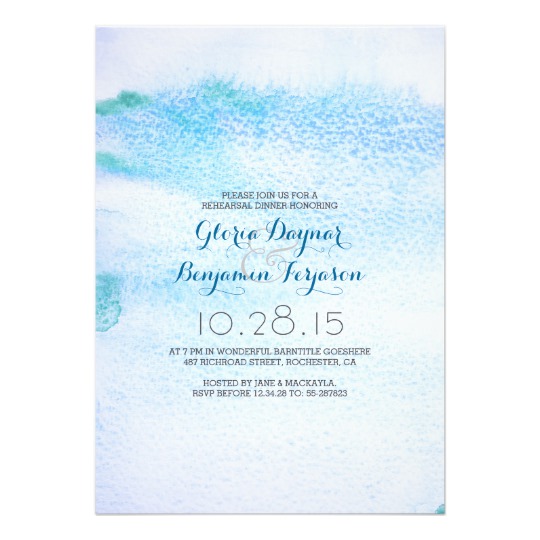 540x540 Watercolor Blue Ombre Rehearsal Dinner Invitation