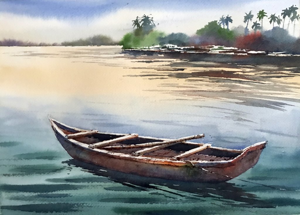 1024x733 Watercolor Tutorial Painting A Country Boat By Sujit Sudhi