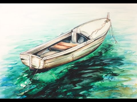 480x360 Watercolor Sea Boat On A Water Painting Demonstration