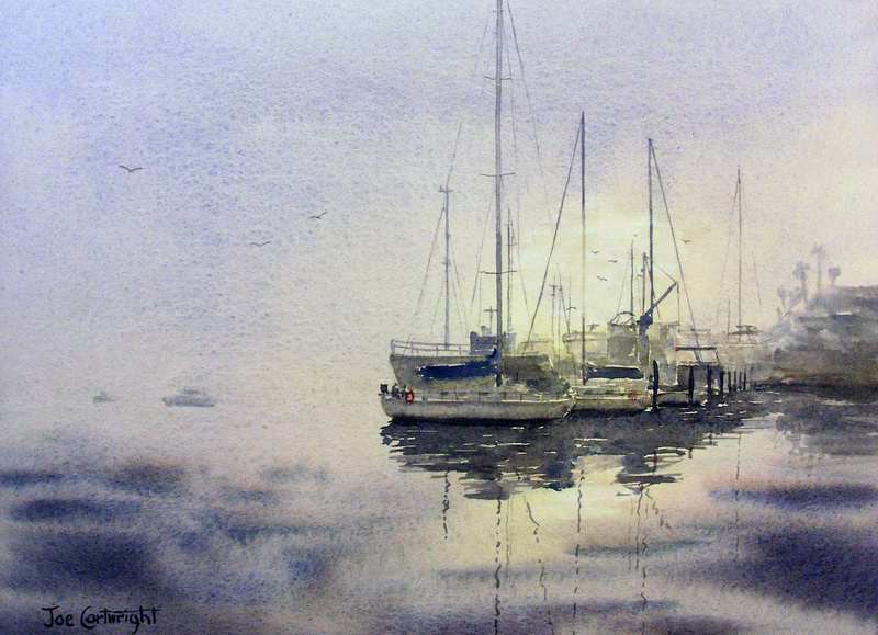 800x579 Watercolor Painting Of Boats And Mist