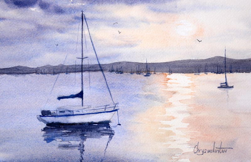 800x518 Boats And Sea Chrysovalantou Mavroudis Watercolour Artist