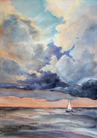 375x536 Original Fine Art Sailboat Watercolor Paintings For Sale Saatchi Art