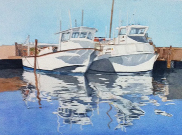 621x463 Watercolor Painting Of Boats In The Harbor