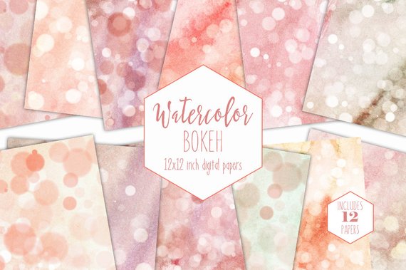570x379 Peach Watercolor Bokeh Digital Paper Pack Commercial Use Etsy