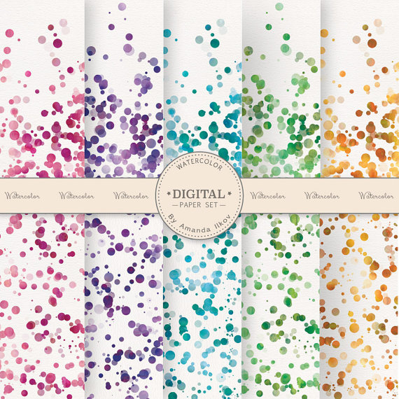 570x570 Premium Watercolor Bokeh Confetti Digital Papers