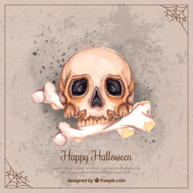 626x626 Skull Watercolor Background With Bones Vector Free Download