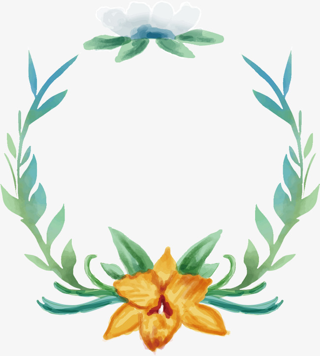 650x722 Watercolor Hand Painted Flower Bones Border, Watercolor Vector