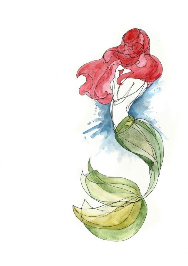 640x905 Mermaid Watercolor Bones