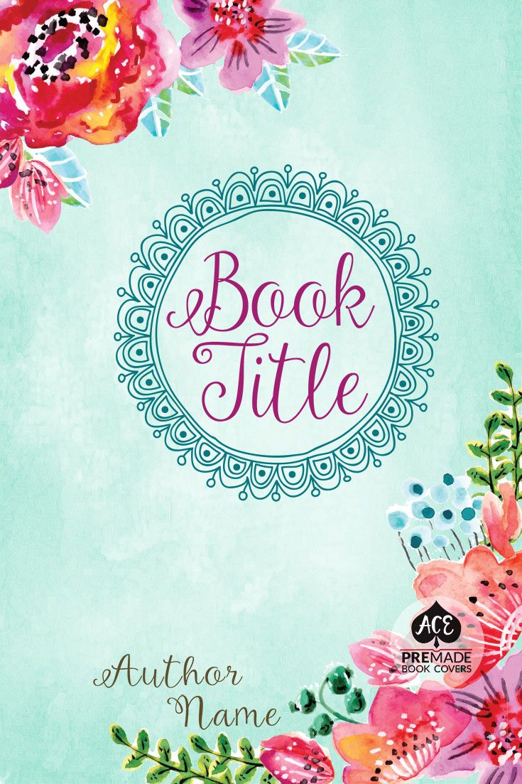 735x1103 Premade Book Cover Multi Genre, Watercolor Floral Border, Blue