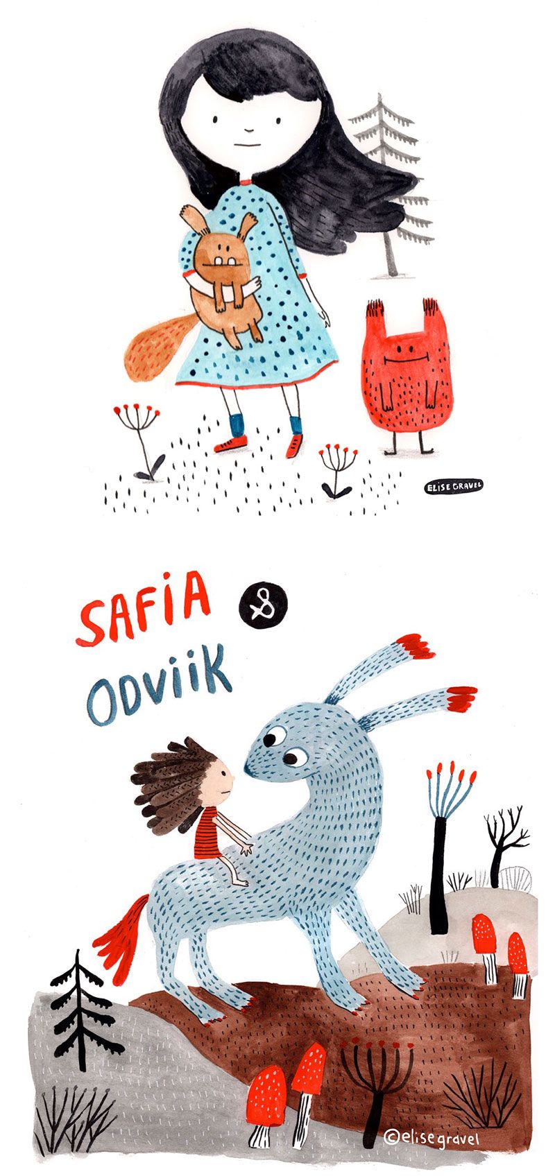 800x1696 Elise Gravel Illustration Watercolor Monsters Cute