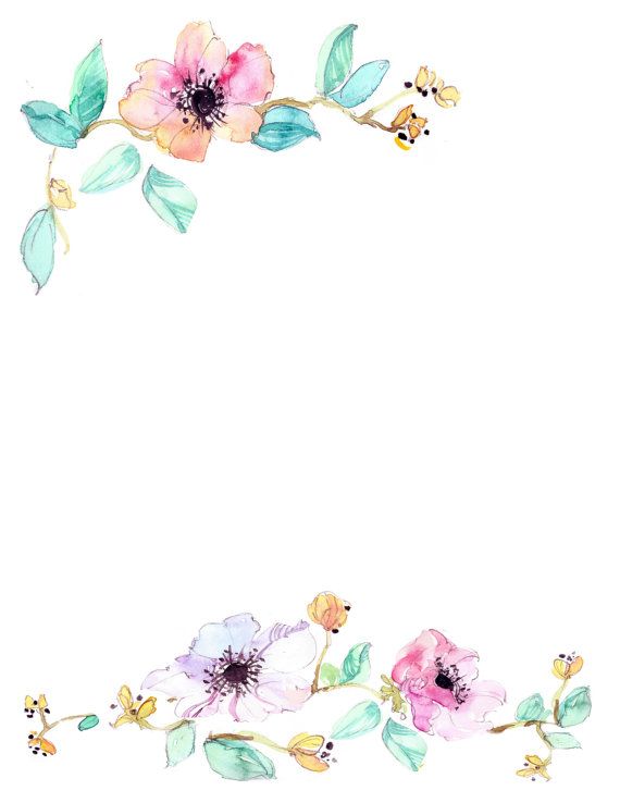 570x738 Downloadable Watercolor Floral Border Art Floral