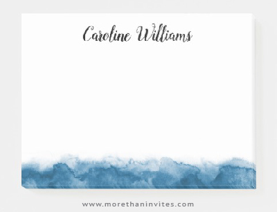 400x306 Elegant Blue Watercolor Border Post It Notes With Personalized