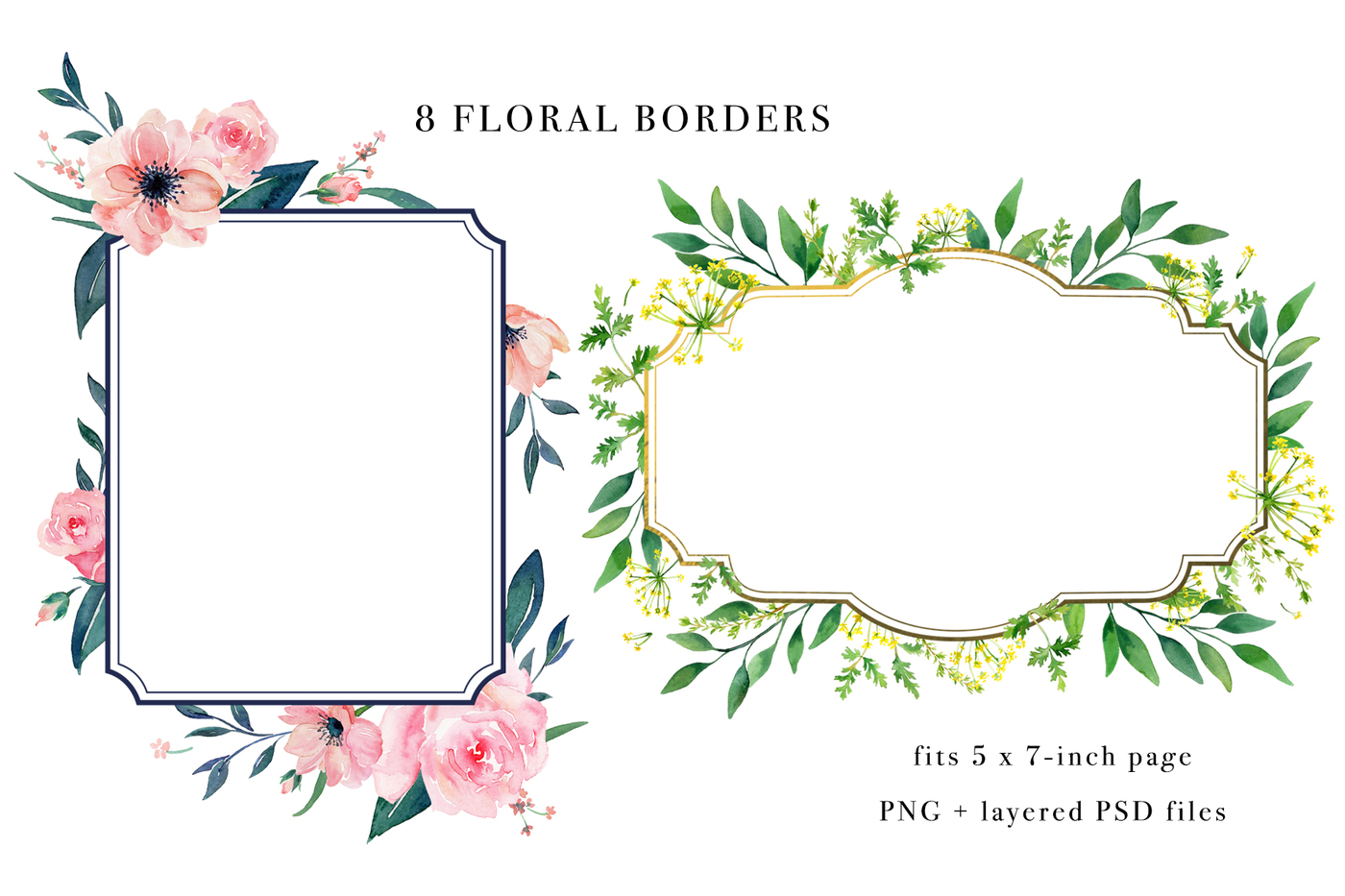 1400x933 Floral Borders Watercolor Design Set By Art By Lin
