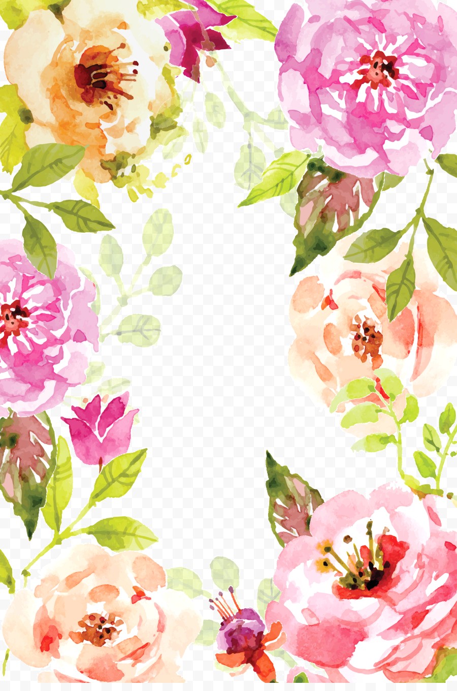 900x1360 Kisspng Watercolor Painting Book Poster Flowers Border Vector