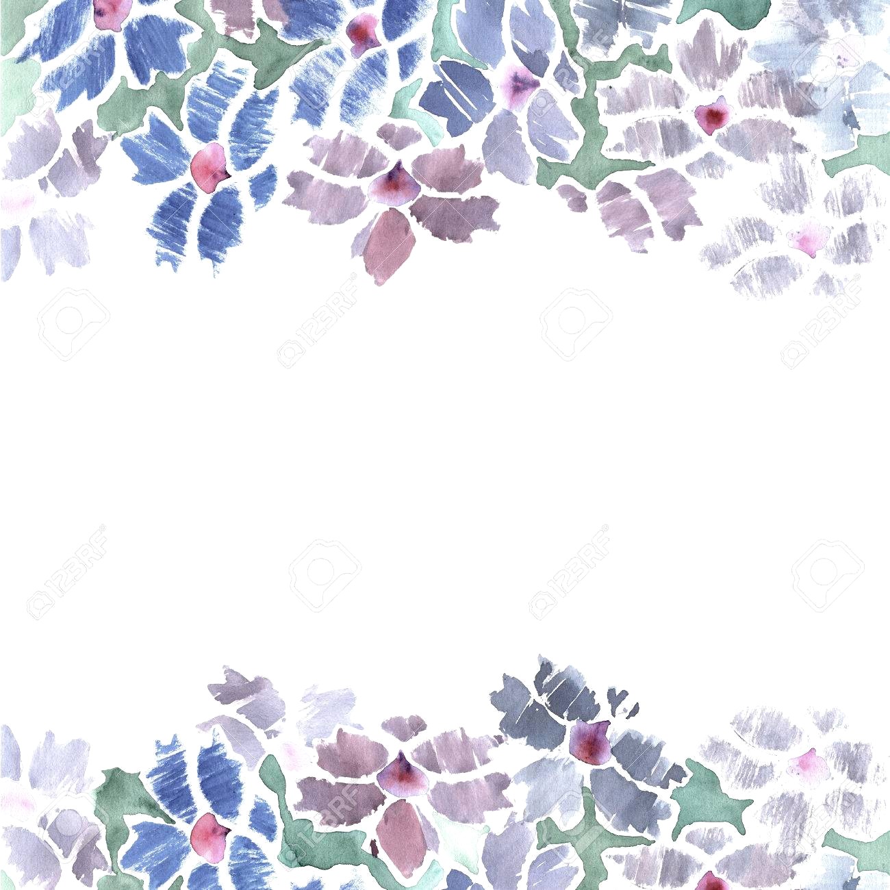 1300x1300 65195544 Cute Watercolor Flower Border With Blue Bachelor Buttons