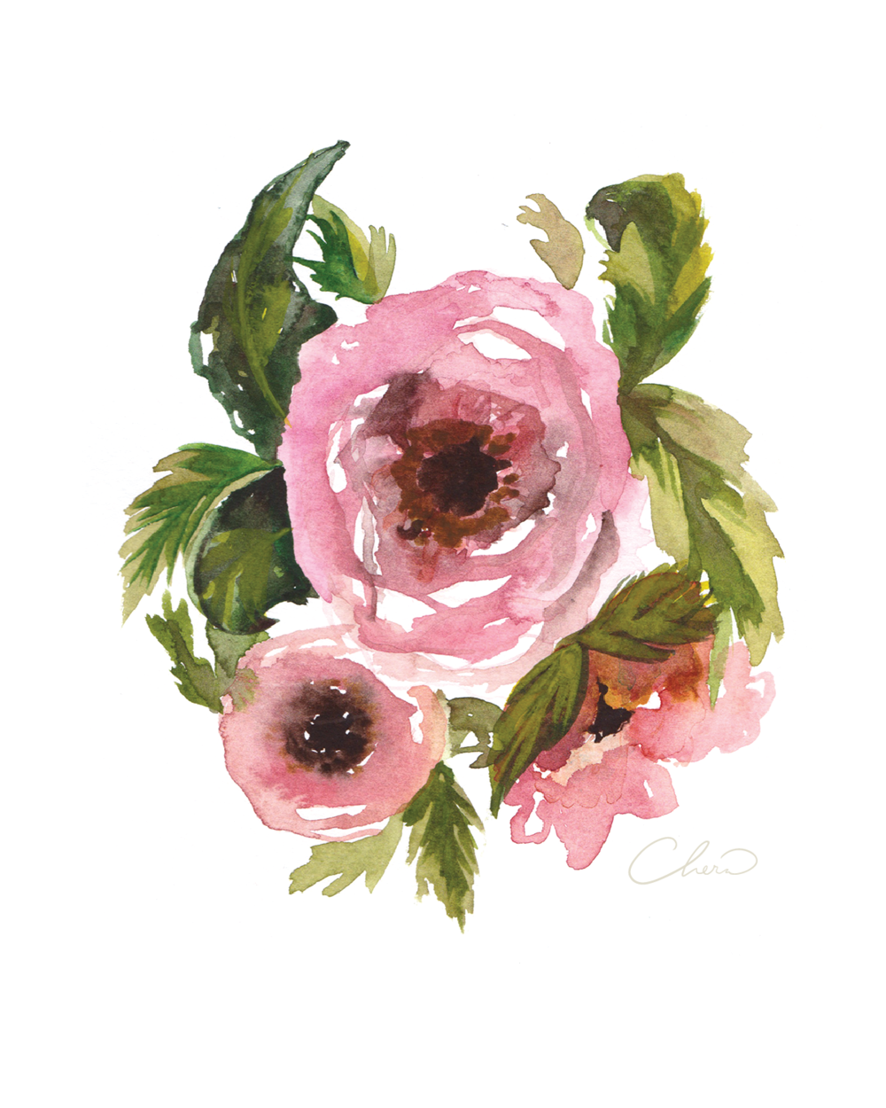 1000x1250 Bold Botanical Watercolor Print Chera Creative