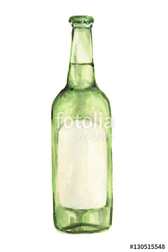 334x500 Watercolor Alcohol Bottle On White Background. Alcohol Beverage