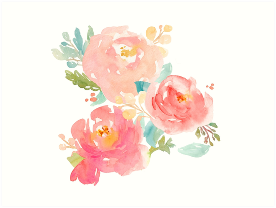 549x413 Peonies Watercolor Bouquet Art Prints By Junkydotcom Redbubble
