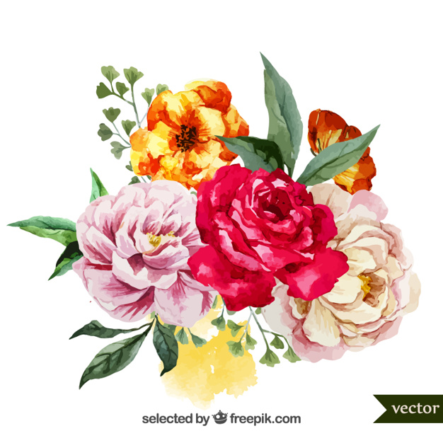 626x626 Watercolor Bouquet Of Flowers Vector Free Download