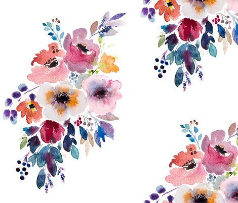 470x402 Fall Flower Watercolor Bouquet Fabric