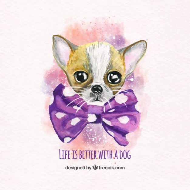 626x626 Lovely Poodle With A Watercolor Bow Tie Vector Free Download