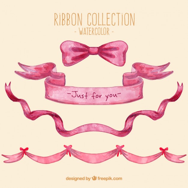 626x626 Pink Watercolor Bows Pack Vector Premium Download