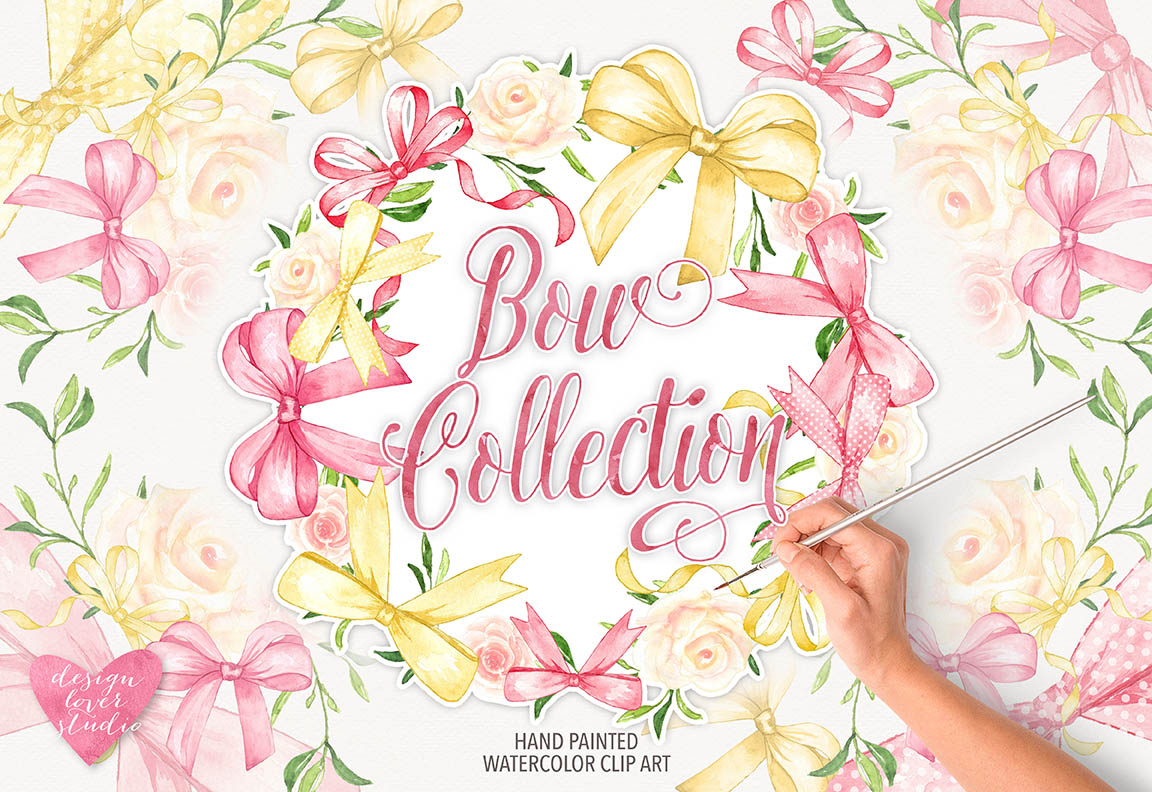 1152x792 Watercolor Bow Collection Clipart