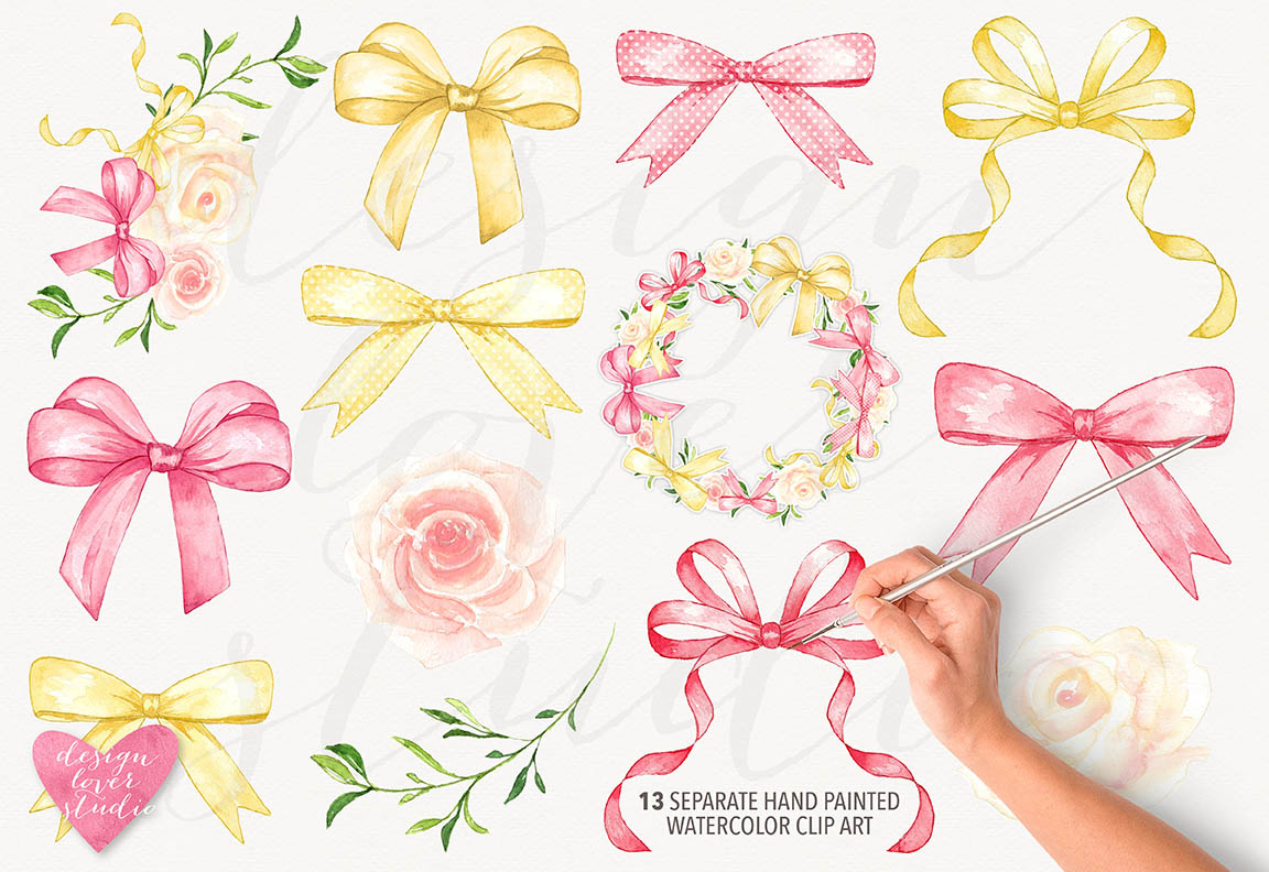 1152x792 Watercolor Bow Collection By Designloverstudio