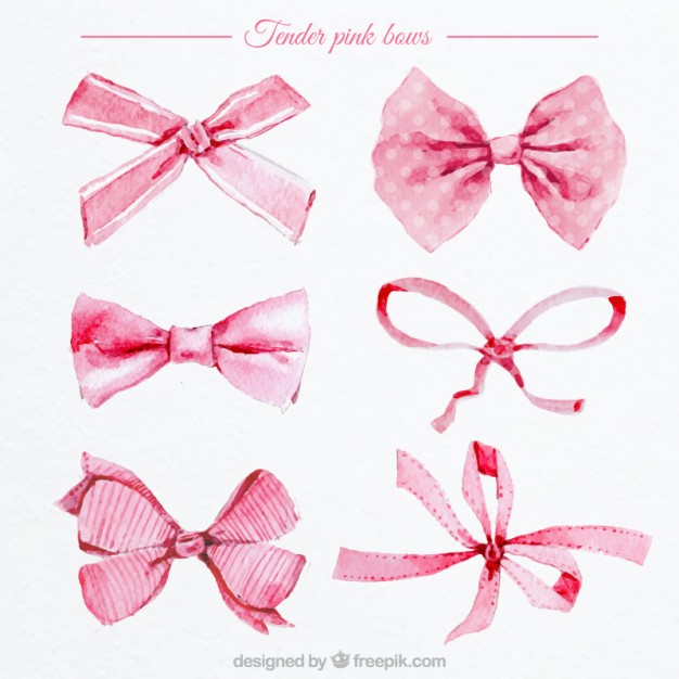 626x626 Watercolor Pink Bows Vector Free Download