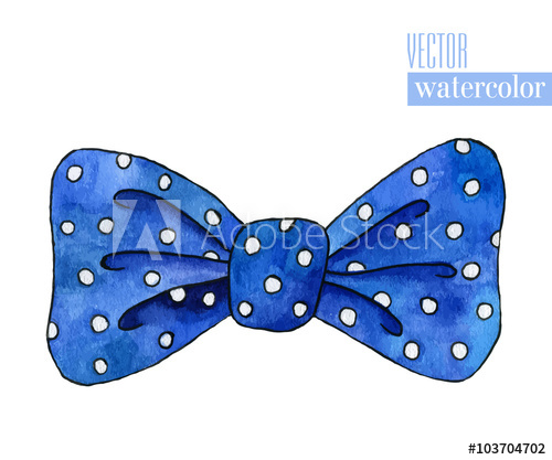 500x417 Illustration Of Blue Watercolor Bow With Polka Pattern