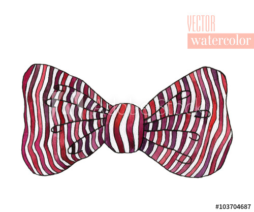 500x417 Illustration Of Watercolor Bow With Stripe Pattern