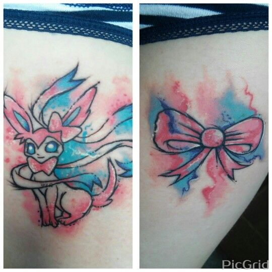 540x540 Pokemon Sylveon And Bow Watercolor Matching Thigh Tattoos