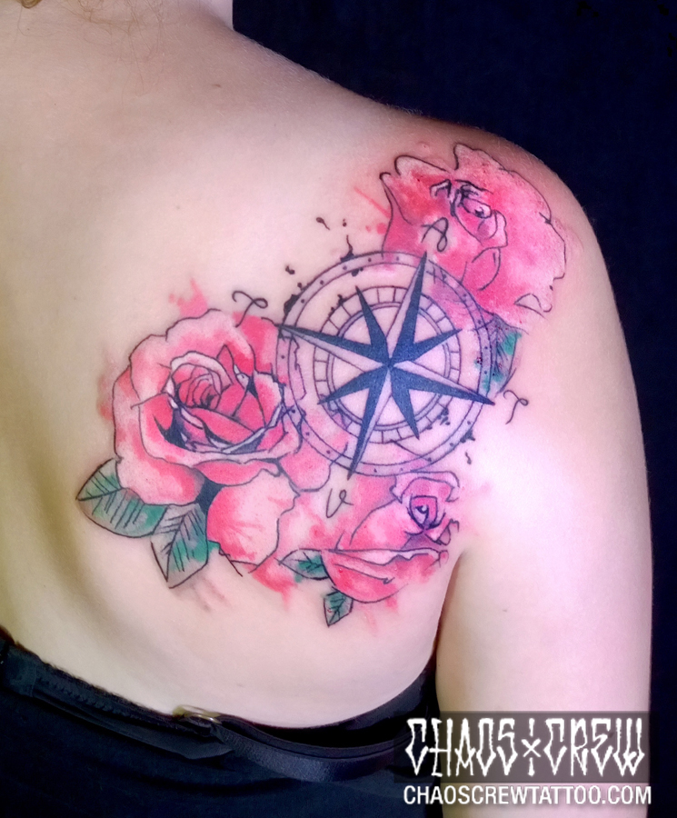 745x900 Rosen Und Kompass Tattoo By Luca Limito