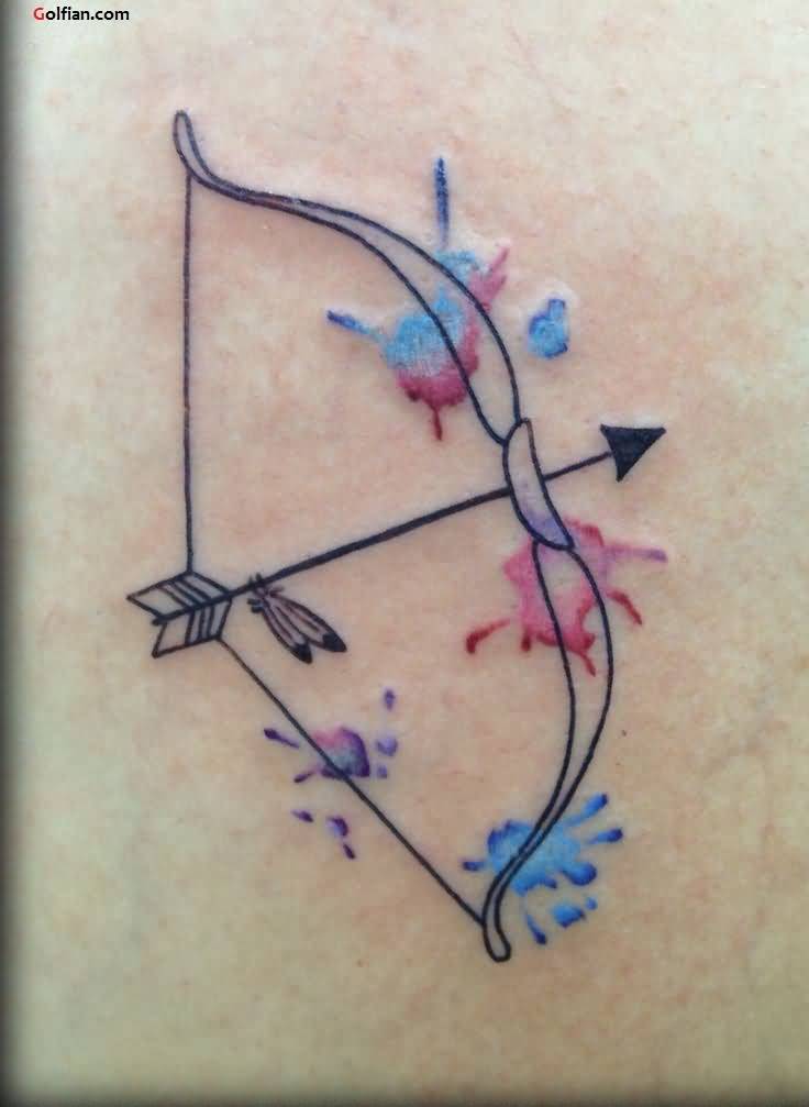 736x1007 Watercolor Splash With Arrow And Bow Tattoo