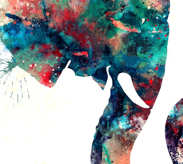 600x537 Elephant Art, Elephant Watercolor Painting, Boy Nursery Decor