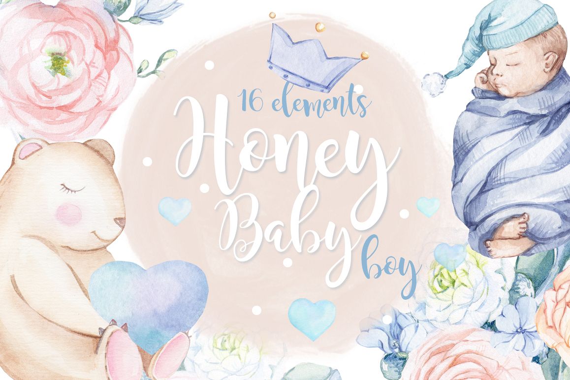 1158x772 Watercolor Set Honey Baby Boy