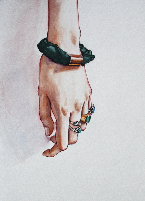 500x693 Art Fashion Painting Style Ring Watercolor Ink Bracelet Accessory