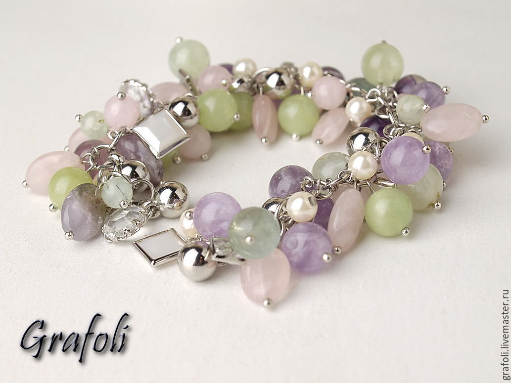 1033x775 Charm Bracelet With Stones Watercolor Shop Online On Livemaster