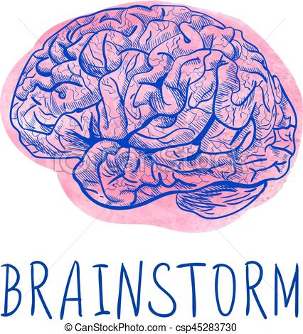 426x470 Brainstorm Letters And Blue Drawing Of Human Brain On Pink