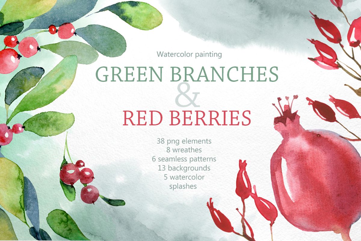1200x800 Watercolor Branches And Berries